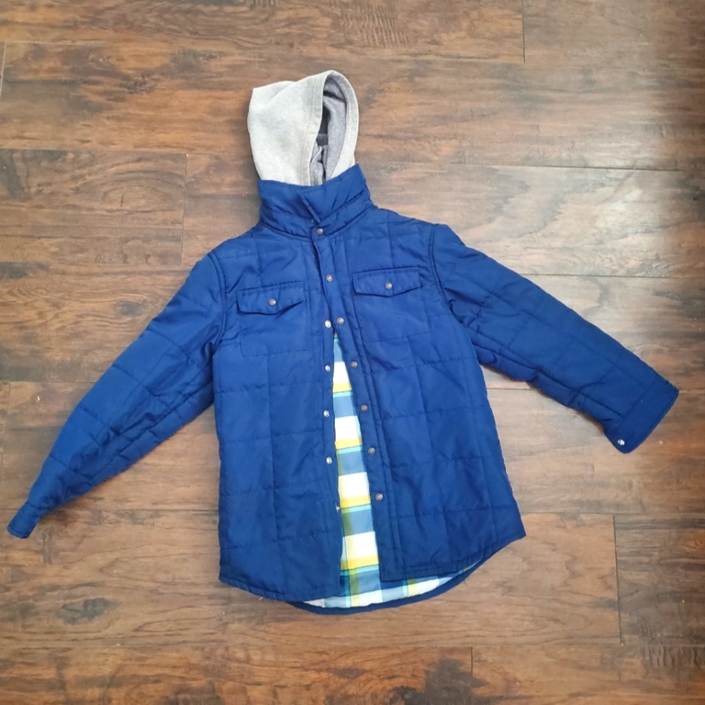 Blue Hoodie Jacket Coat Flannel Design Sweatshirt 10 12 boy crazy 8